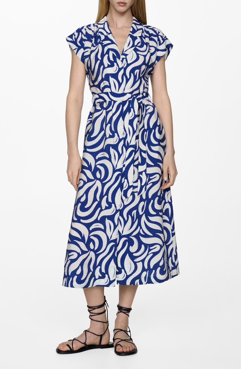 MANGO Tie Waist Midi Shirtdress, Main, color, 