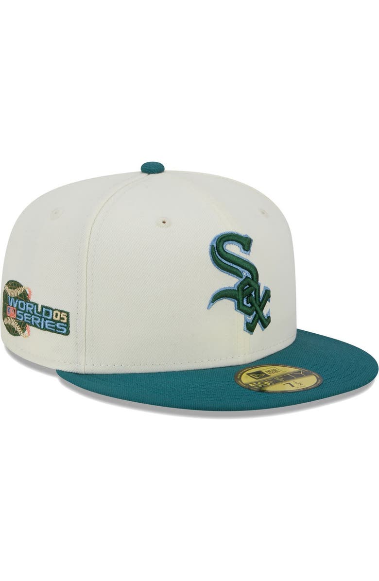New Era Men's New Era Cream Chicago White Sox Chrome Evergreen 59FIFTY Fitted Hat, Main, color, Cream