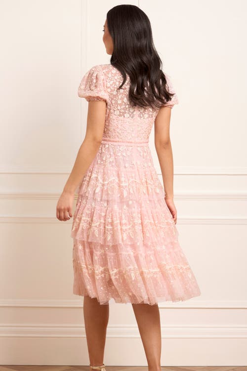 Needle & Thread Layered Lace V-neck Midi Dress In White