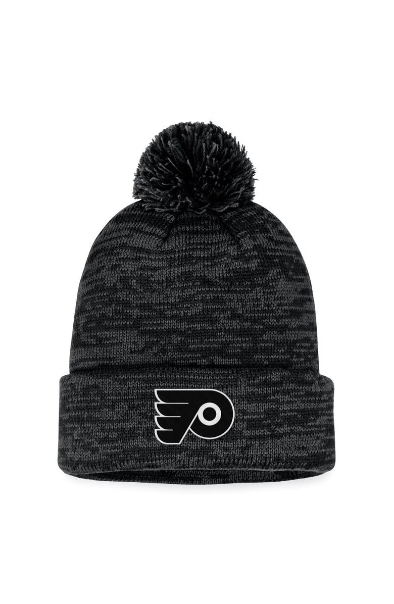 FANATICS Men's Fanatics Branded Black Philadelphia Flyers Fundamental Cuffed Knit Hat with Pom, Main, color, 