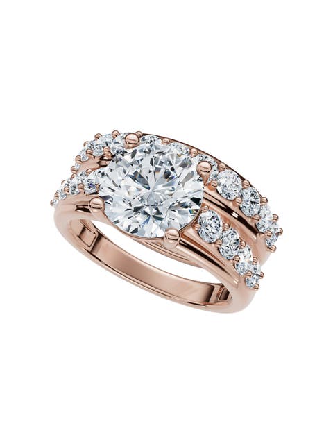 Certified 2 1/2Ct Diamond Engagement Wedding Ring Set 14k Gold Lab Grown