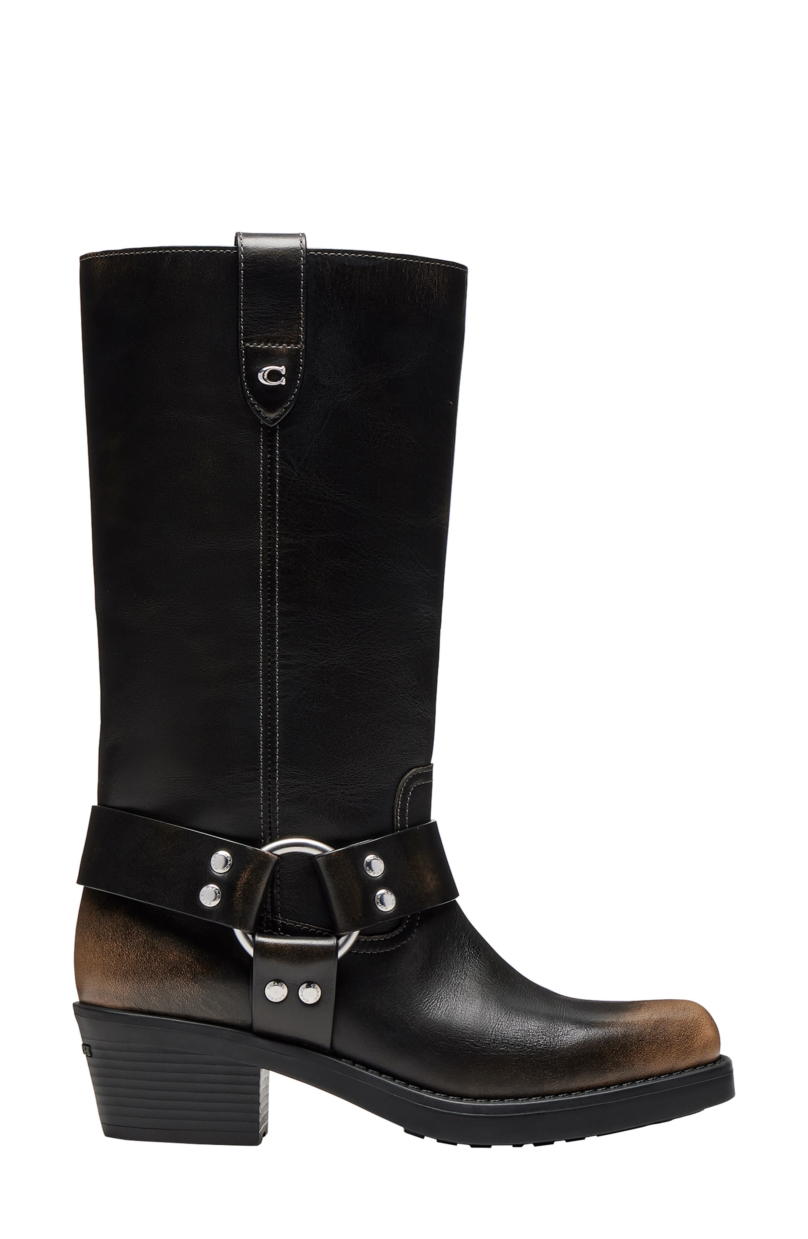COACH Harness Square Toe Boot, Alternate, color, Black