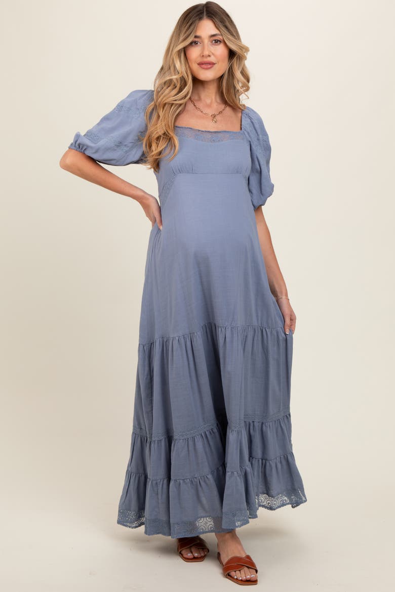 Lace Insert Maxi Dress, Alternate, color, Blue