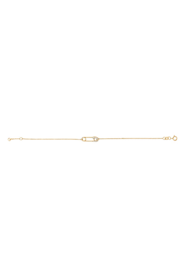 10K Yellow Gold 1/10 Cttw Diamond Paperclip Charm Adjustable Link Bracelet, Alternate, color, Yellow