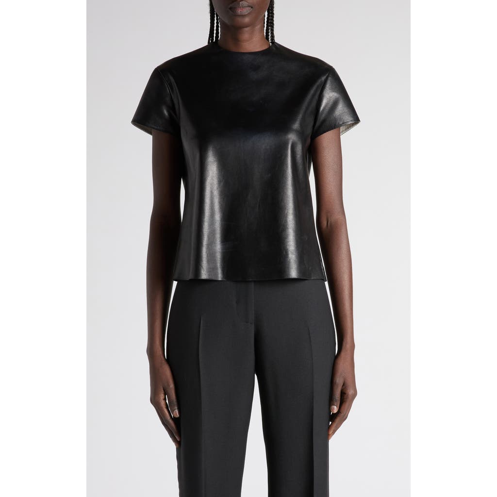 Tom Ford Leather T-shirt In Black