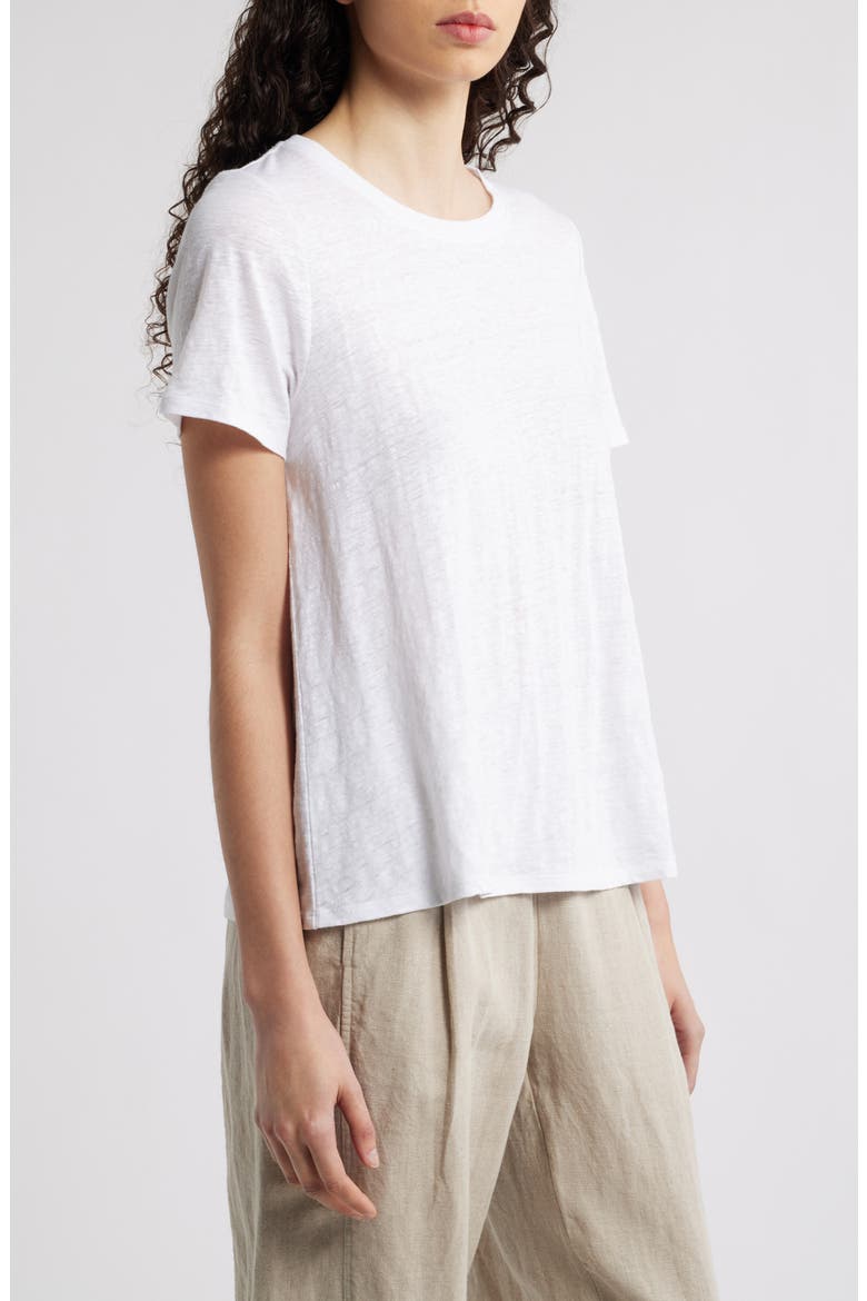 Crewneck Organic Linen T-Shirt, Alternate, color, WHITE