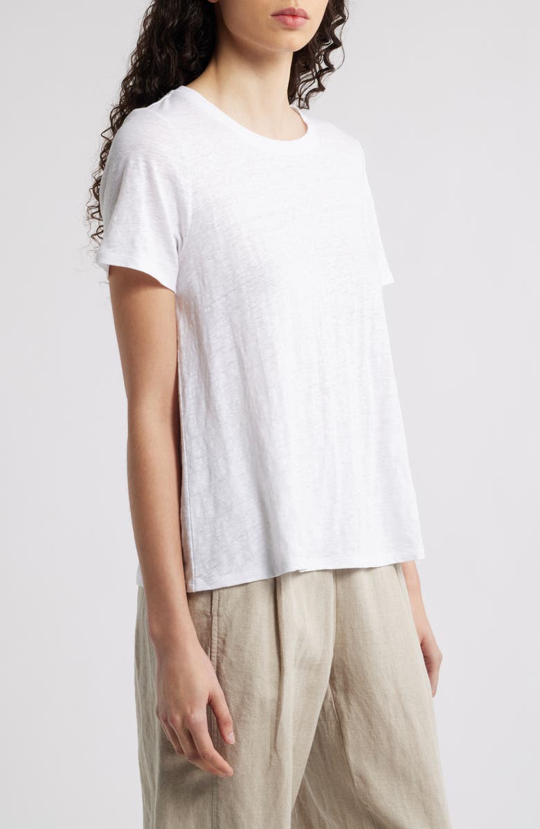 Eileen Fisher Crewneck Organic Linen T-Shirt, Alternate, color, White
