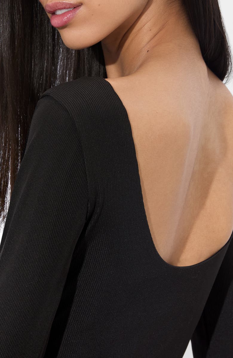 Alice + Olivia Rhys Ballet Long Sleeve Rib Bodysuit, Alternate, color,