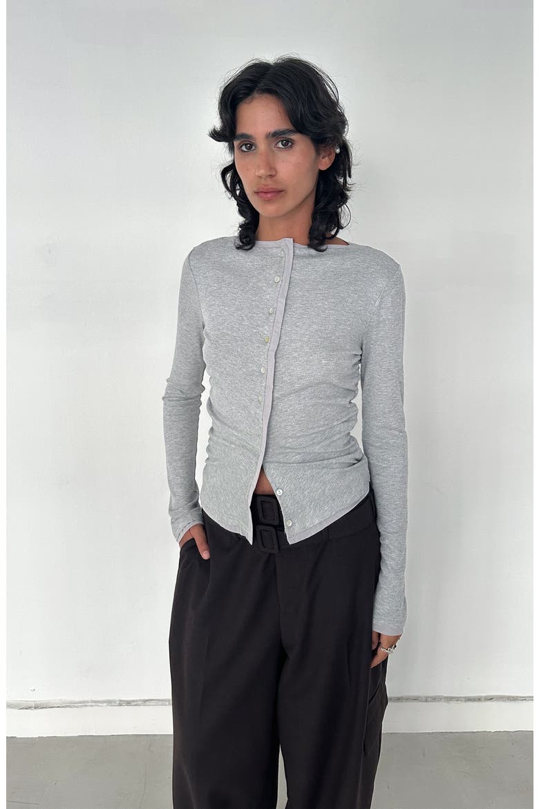 Maja Rib Jersey Cardigan, Alternate, color, Light Grey