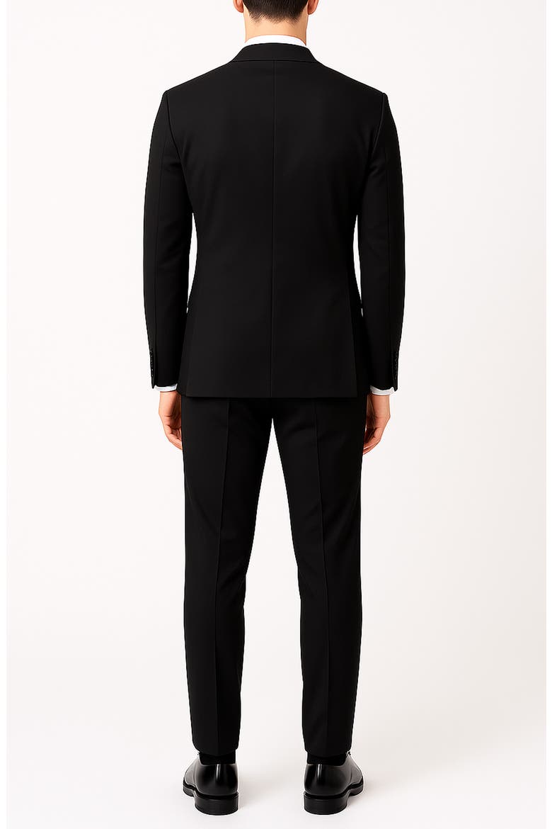 Black Slim Fit Mélange Tuxedo, Alternate, color, BLACK