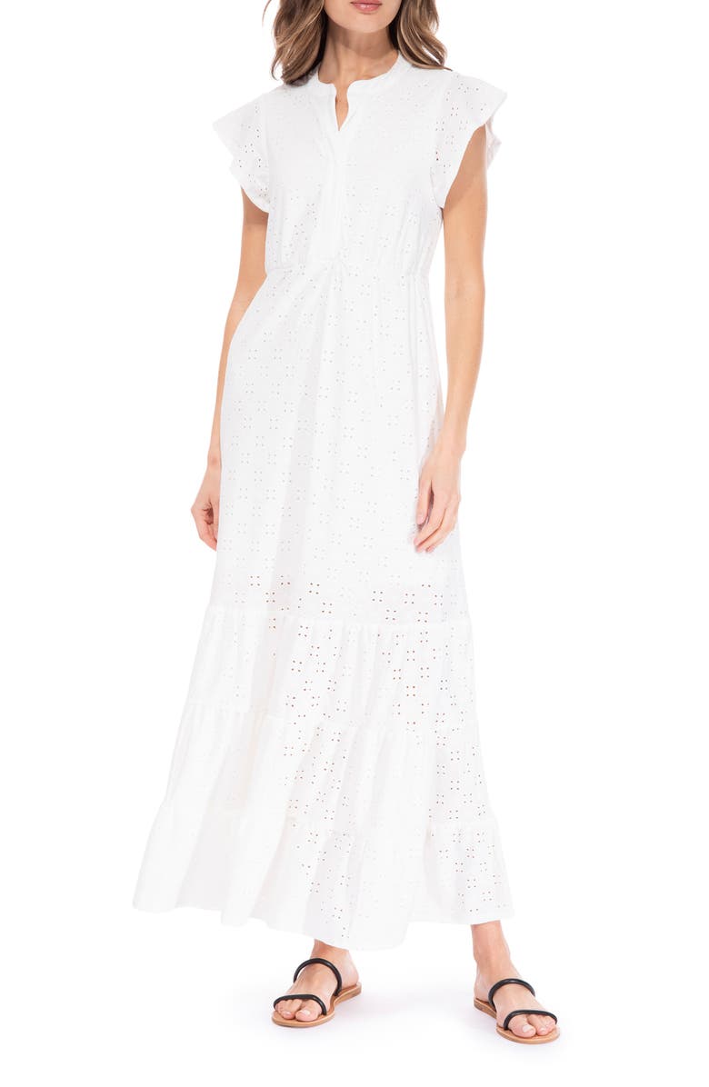 Bobeau Ruffle Sleeve Tiered Maxi Dress, Main, color,