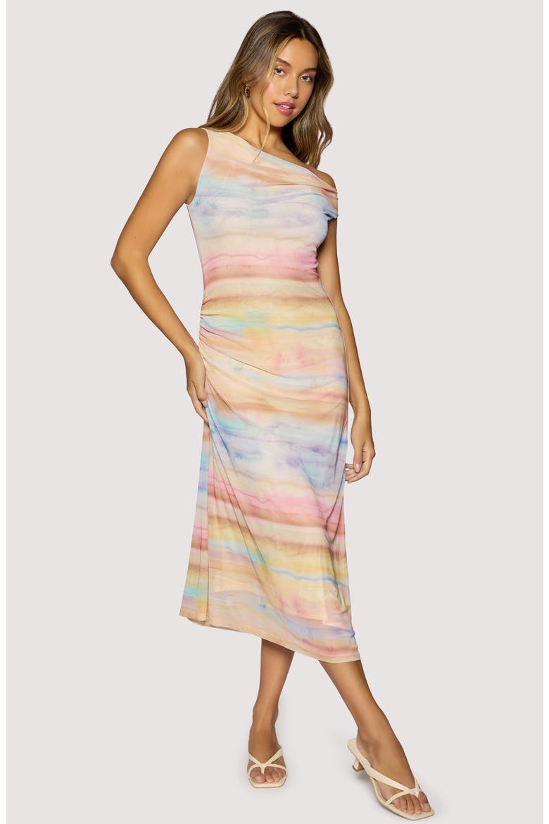 Sunset Promenade One-Shoulder Maxi Dress, Alternate, color, ORANGE MULTI