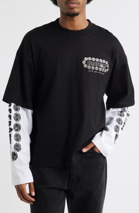 Jupiter Layered Long Sleeve Cotton Graphic T-Shirt