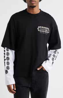 Jupiter Layered Long Sleeve Cotton Graphic T-Shirt