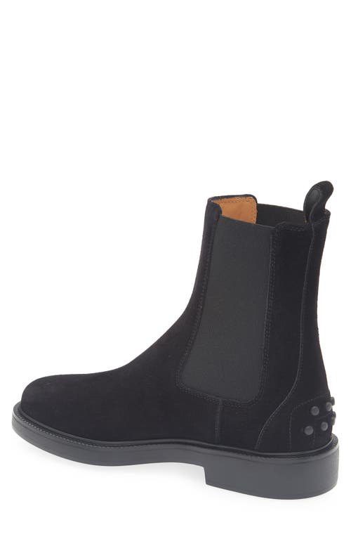 Tod's Suede Ankle Boots With Round Toe And Elastic Inserts In Black