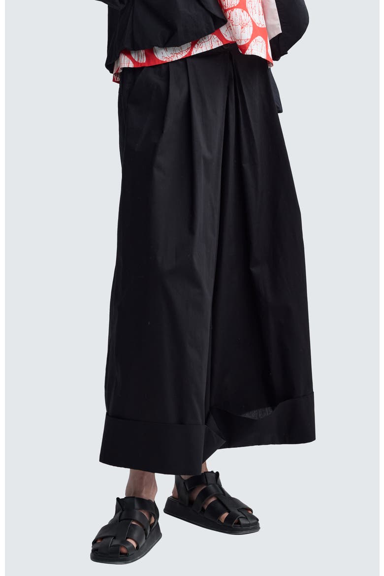Misla Solid Wide-Leg Poplin Pants, Main, color, Black
