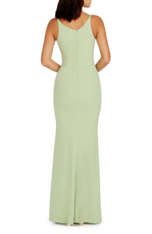Dress The Population Iris Slit Crepe Gown In Sage
