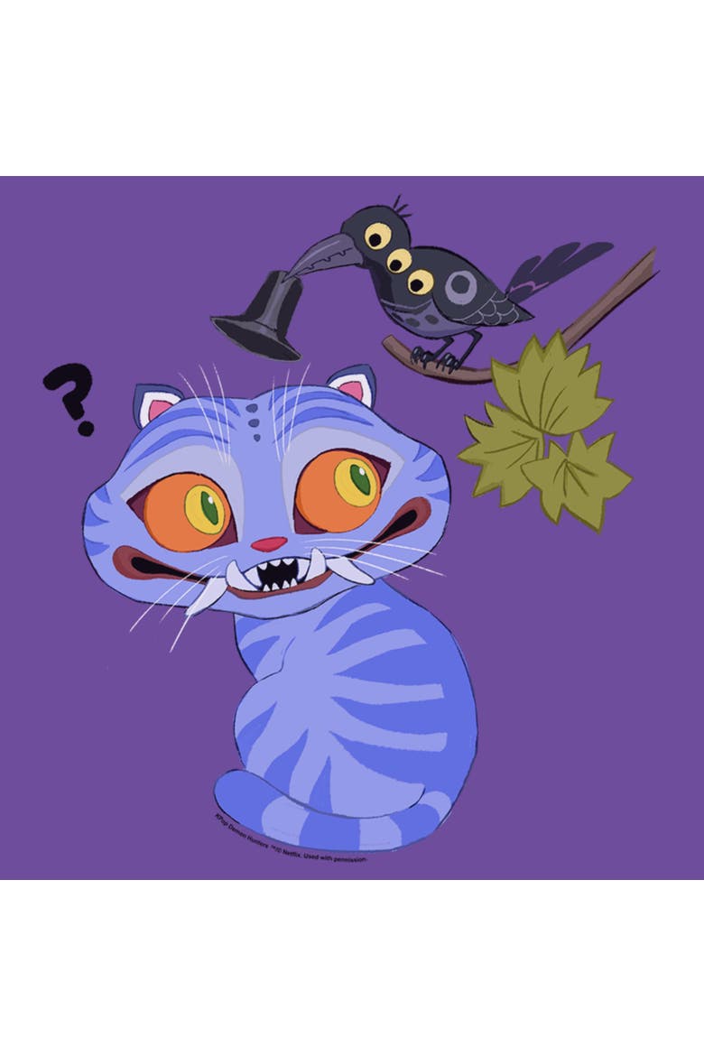 Junior's Derpy And Magpie Short Sleeve Graphic T-Shirt, Alternate, color, Purple