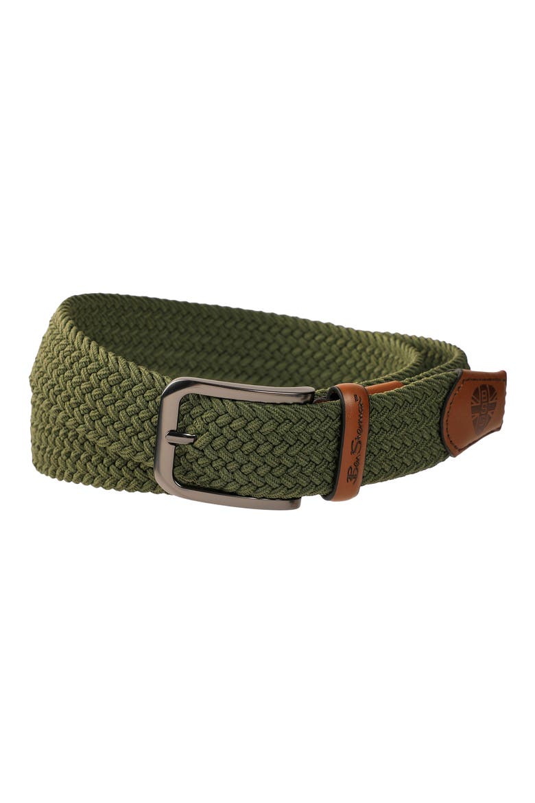Golf Braided Stretch Leather Belt, Alternate, color, OLIVE