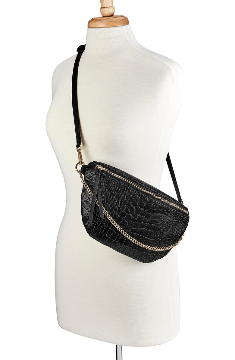 GiGi New York Beck Sling Bag, Alternate, color, Black Embossed Croc