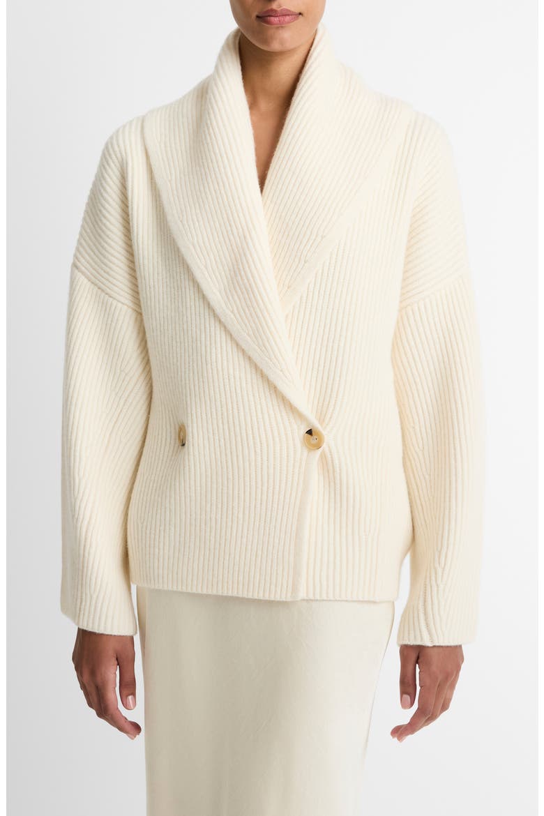 Double Breasted Rib Cardigan, Main, color, OFF WHITE