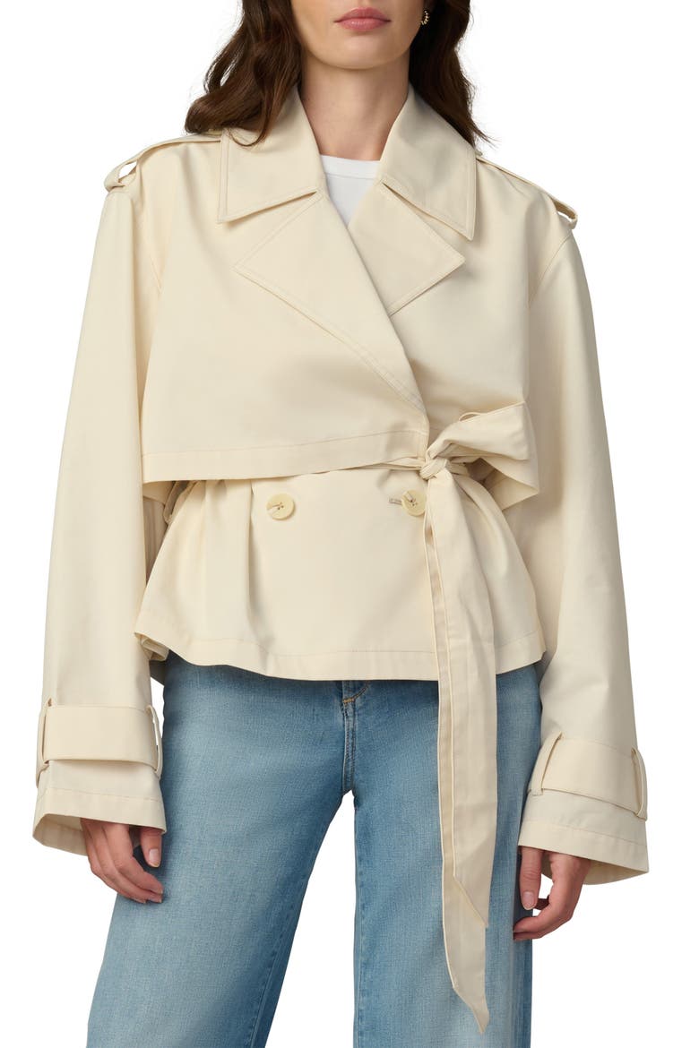 The Liz Cropped Trench Coat, Main, color, ECRU