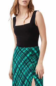 French Connection Rallie Square Neck Stretch Cotton Bodysuit