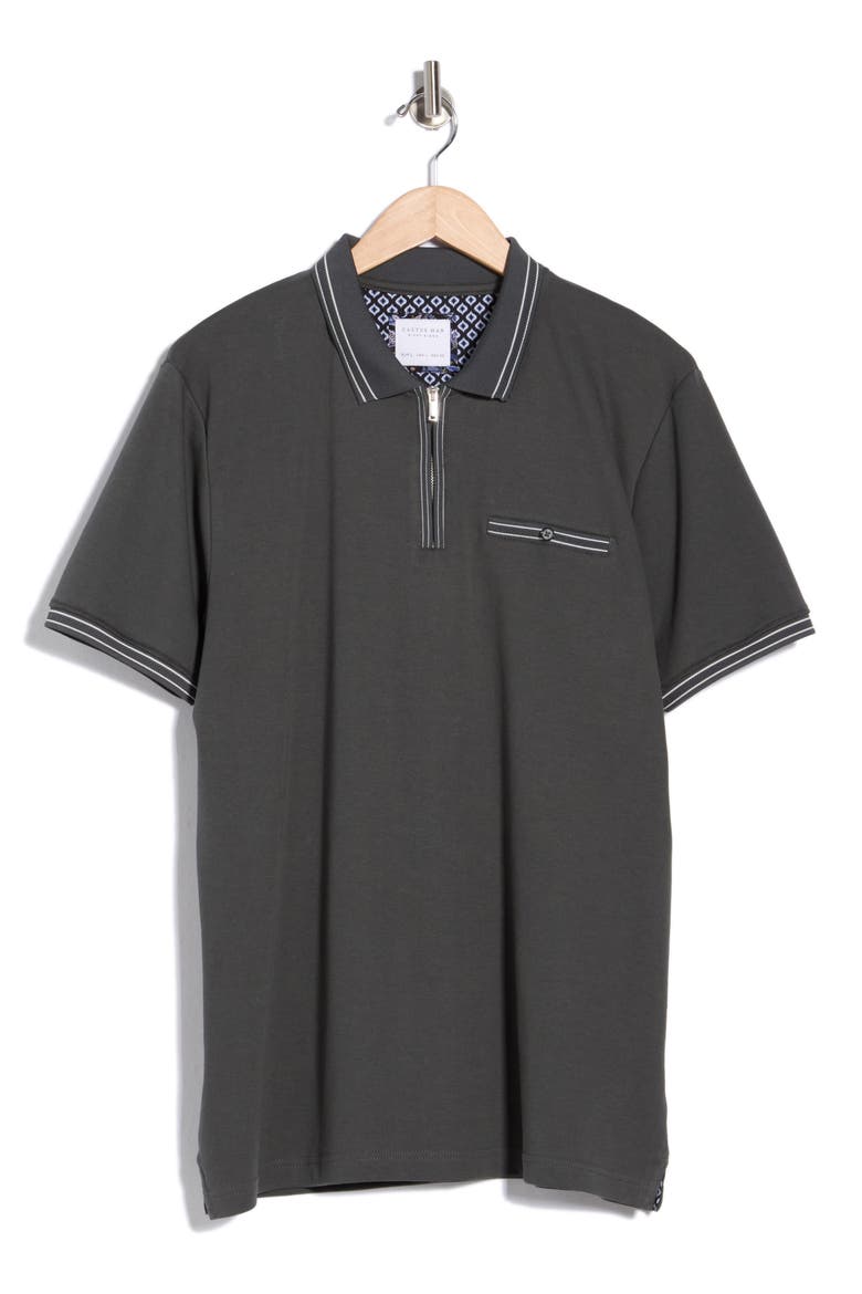 Textured Quarter Zip Polo, Main, color, CHARCOAL