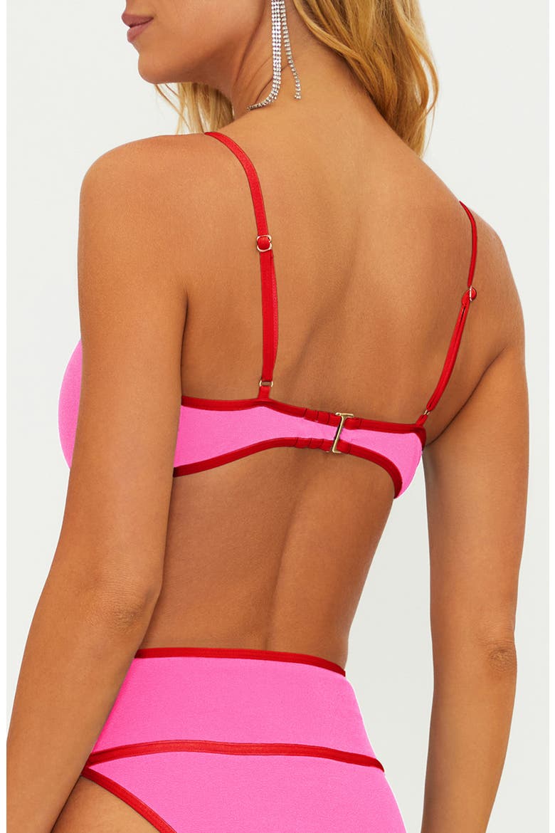 Leona Contrast Binding Bikini Top, Alternate, color, ELECTRIC PINK