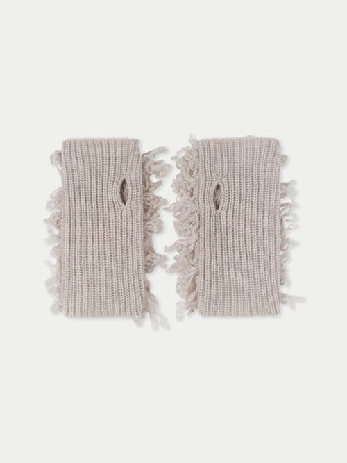 Gobi Mongolian Cashmere Loop-stitch Cashmere Fingerless Gloves In Chateau Gray