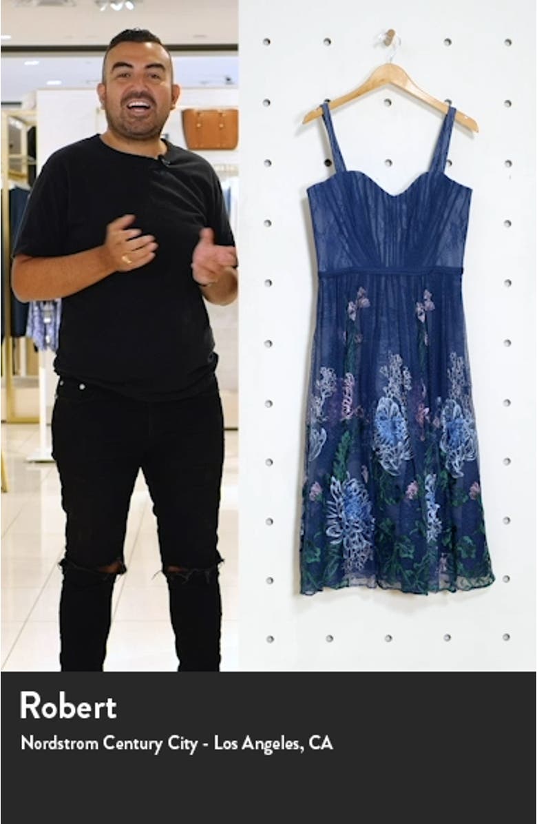 Embroidered Mesh Midi Cocktail Dress, sales video thumbnail