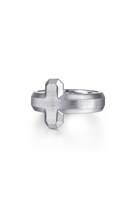 Men's Facets Sterling Silver Cross Ring
