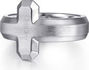 Gabriel & Co. Men's Facets Sterling Silver Cross Ring