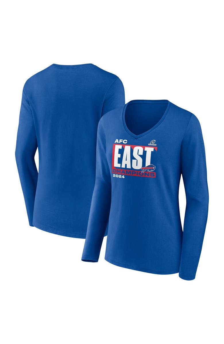 FANATICS Women's Fanatics Royal Buffalo Bills 2024 AFC East Division Champions Conquer Long Sleeve V-Neck T-Shirt, Main, color, 