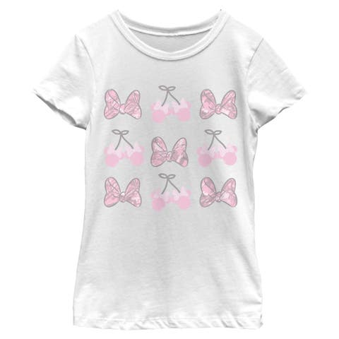Girl's Minnie Mouse Camouflage Bows and Cherries  Graphic T-Shirt