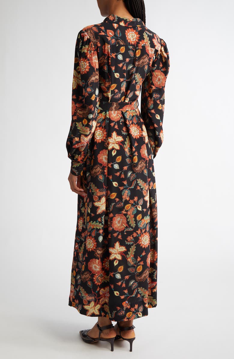 Ulla Johnson Giselle Floral Long Sleeve Silk Shirtdress, Alternate, color, Hellebore