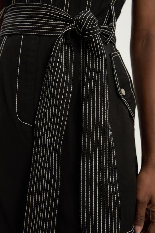Karen Millen Premium Linen Woven Jumpsuit In Black