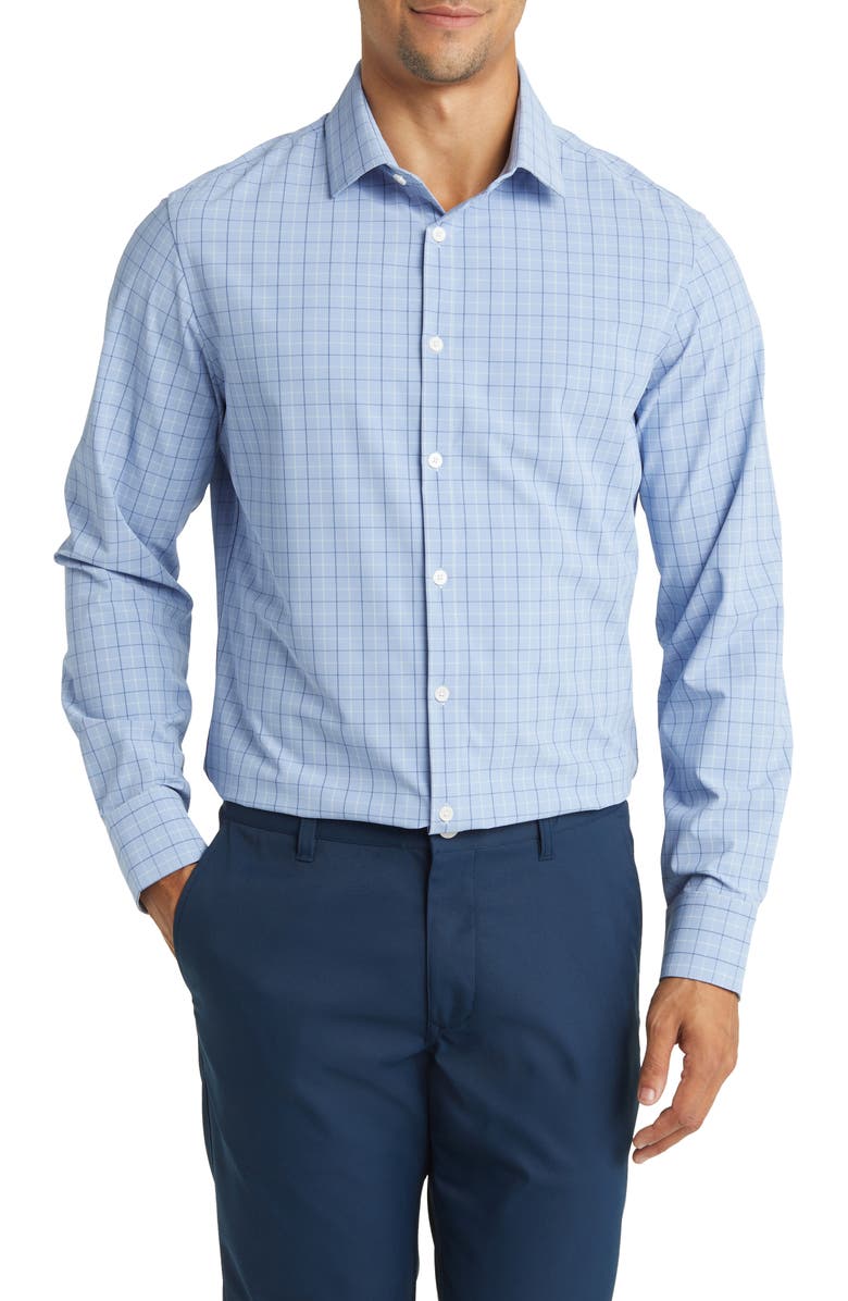 Mizzen+Main Leeward Trim Fit Plaid Performance Button-Up Shirt, Main, color, 
