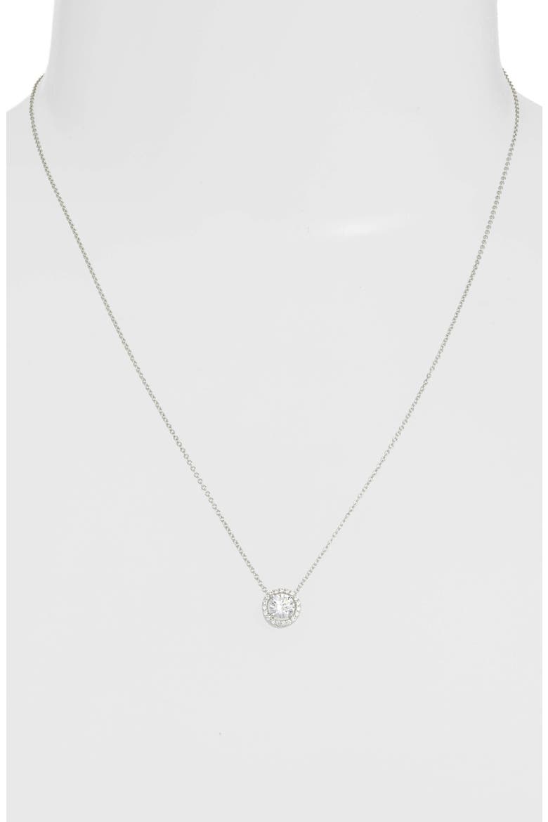 Round Halo Necklace, Alternate, color, SILVER/ CLEAR