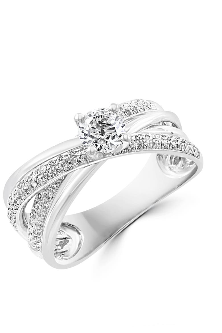 14K White Gold Diamond Crisscross Bridal Ring Set, Alternate, color, 14K Gold