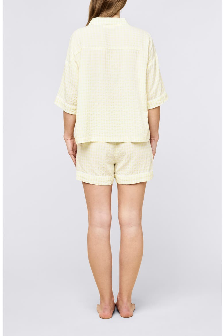 Seersucker Gingham Boxer Pajamas, Alternate, color, SUNSHINE BUTTER