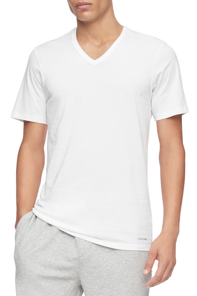 3-Pack Slim Fit Cotton V-Neck T-Shirt, Alternate, color, WHITE
