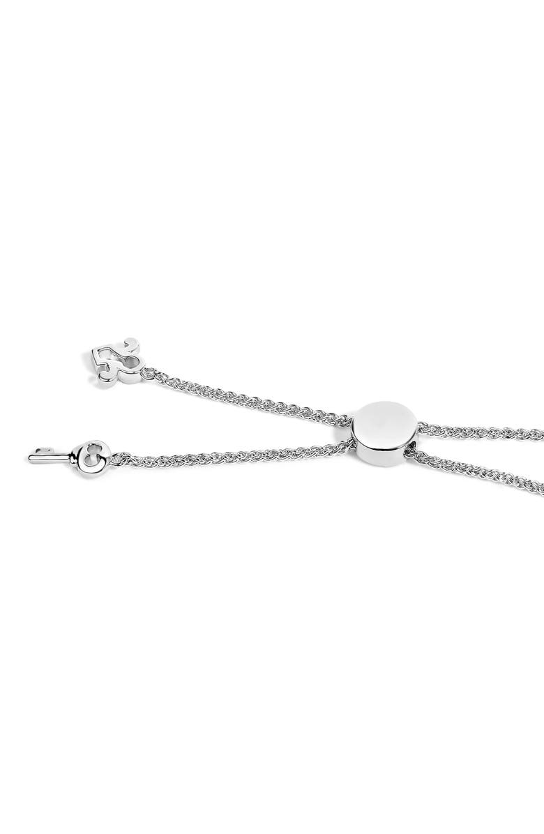 Haus of Brilliance Sterling Silver 1/10 Cttw Diamond Keyhole Charm Bolo Bracelet, Alternate, color, Silver