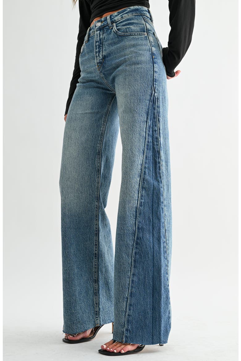 Two-Tone Contrast Panel High Rise Wide Leg Pant, Alternate, color, Two-Tone Blue