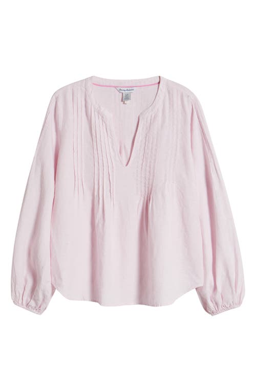 Tommy Bahama Costalina Pintuck Linen Peasant Top In Touch Of Pink