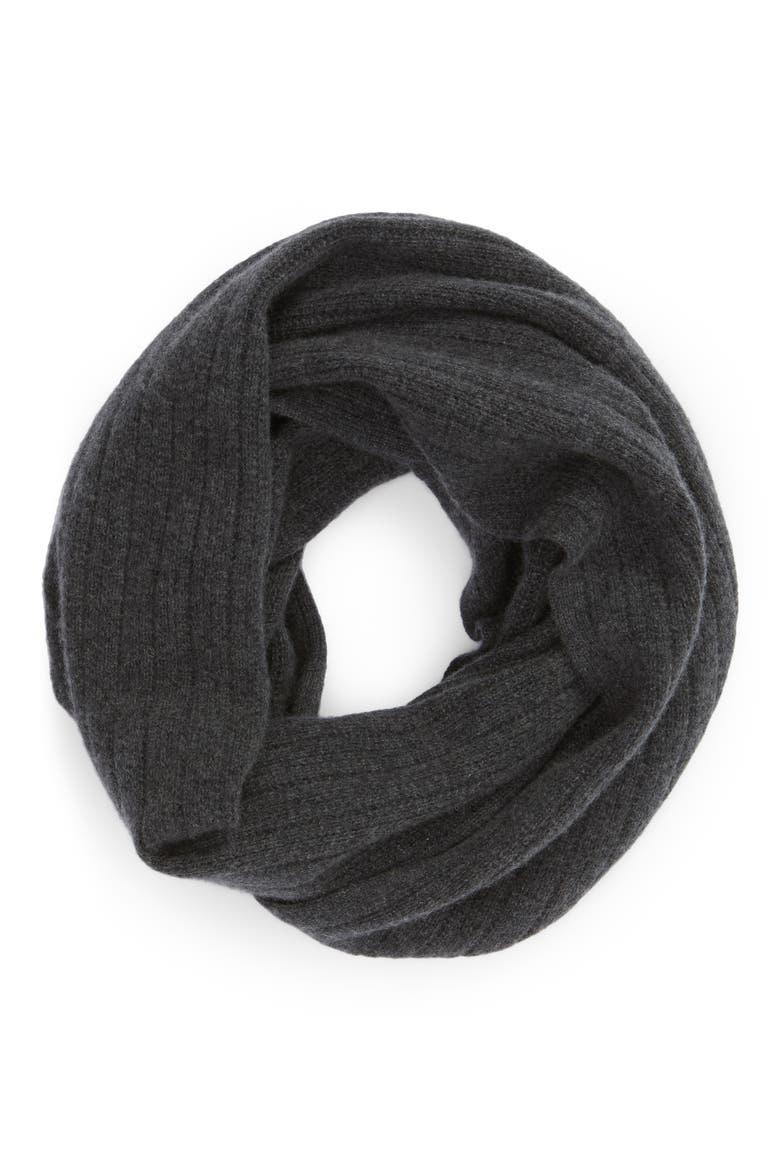 Solid Cashmere Infinity Scarf, Alternate, color, GREY CHARCOAL HEATHER