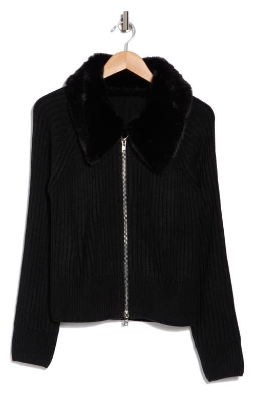 By Design Faux Fur Collared Jacket In Black