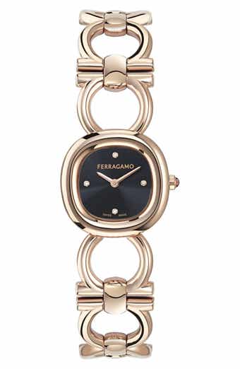 Double Gancini Diamond Bracelet Watch, 25mm