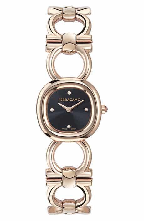 Double Gancini Diamond Bracelet Watch, 25mm