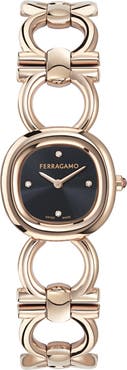 FERRAGAMO Double Gancini Diamond Bracelet Watch, 25mm